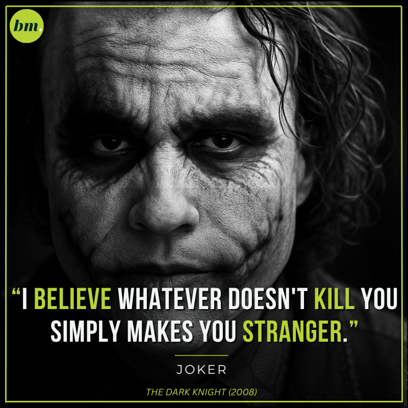 Joker Dark Knight quote about challenges shaping people differently.