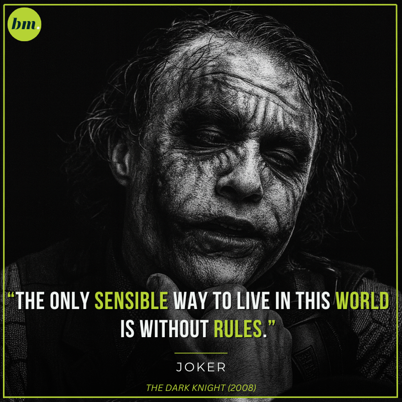 Joker Dark Knight quote about rules and chaos.